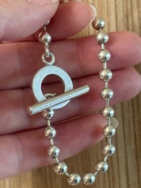 Auth GUCCI 925 Silver balls Toggle bracelet
